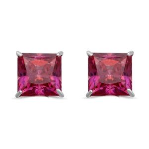 2 carat Ruby Studs in 10K White Gold
